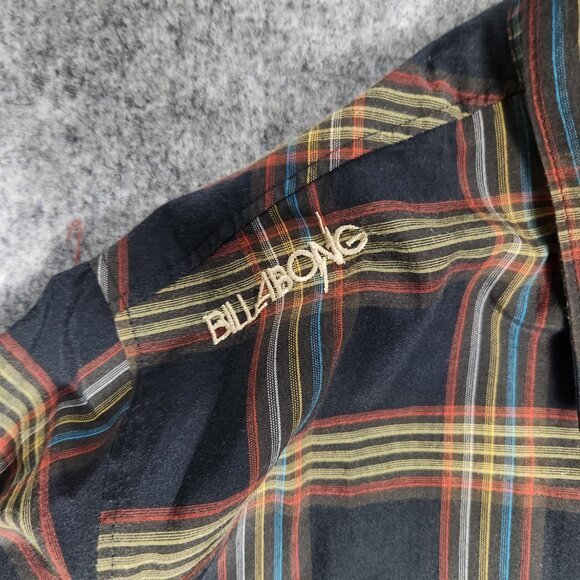 Billabong Flannel Shirt Men M Multicolor Plaid Design Works Long Sleeve Button - Picture 4 of 8